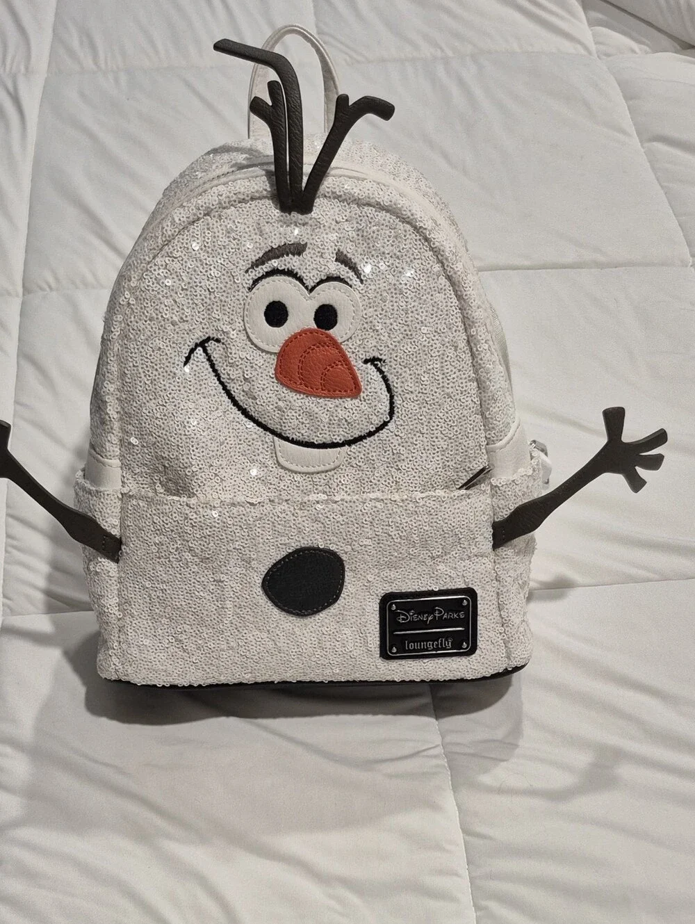 Loungefly Disney Olaf Sequin Mini Backpack - White